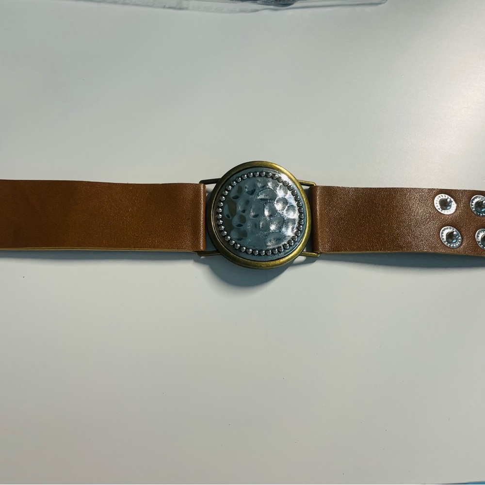 Brown Leather Cuff Bracelet with Silver Buckle